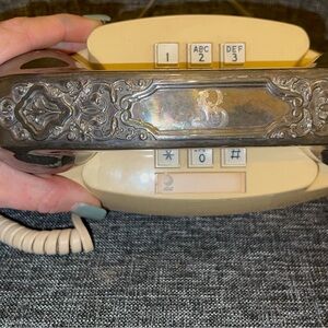 Vintage Cream and Silver Rotary Phone